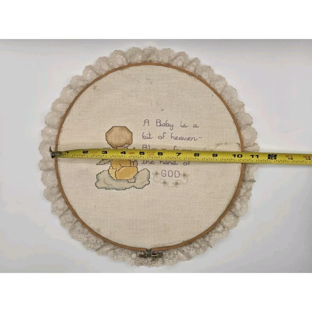 Vintage Cross Stitch Wall Hanging Baby 10